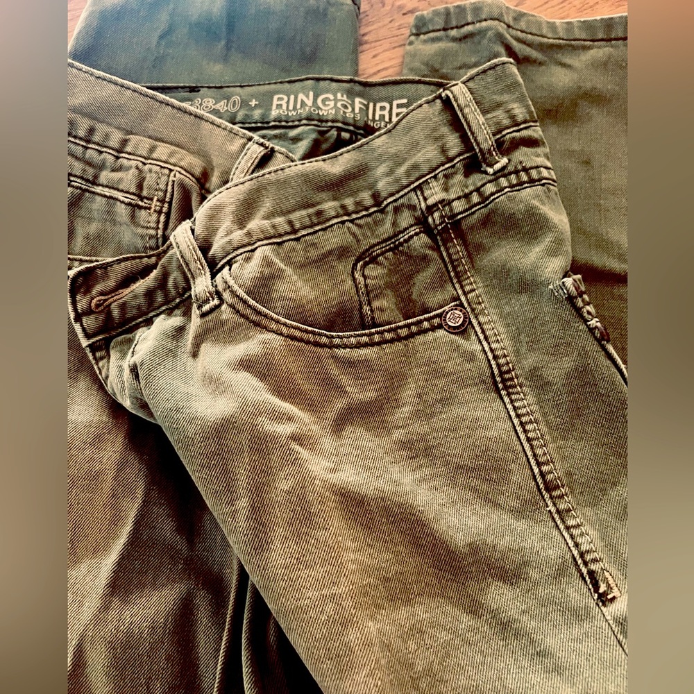 Ring of Fire brand jeans, men, green color
